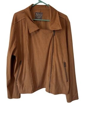 Natural Reflections Tan Faux Suede Asymmetric Zip Jacket